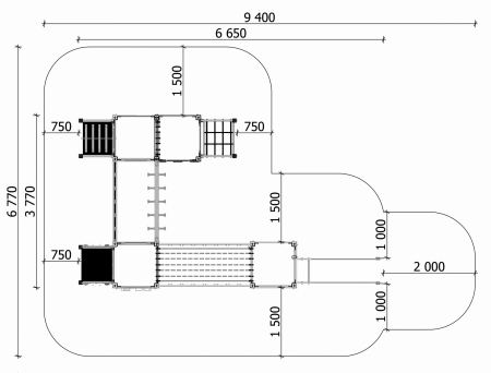BRL32 Lake Clasic Echipament loc de joaca exterior parc din lemn cu Scara 3 Cataratoare si Tobogan [2]