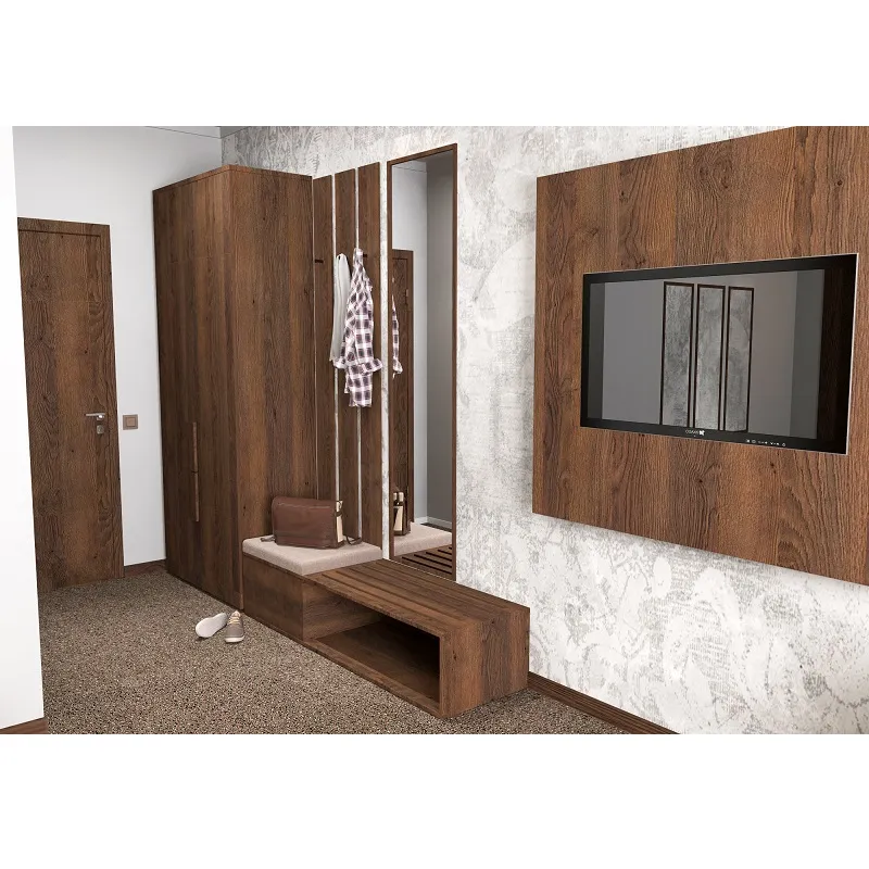 Cuier cu suport de bagaje, oglina si taburet pentru camera de hotel - 006 [1]