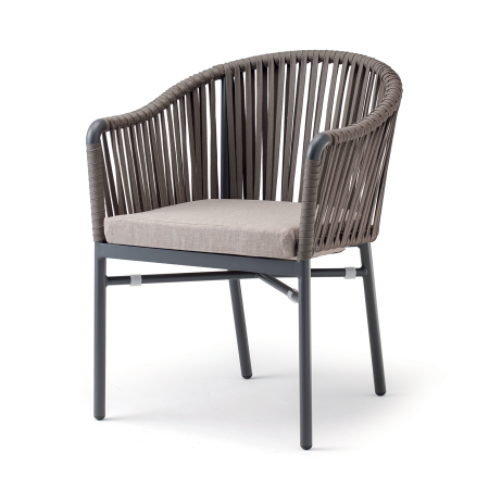 Fotolii din metal - Fotolii terasa/outdoor aluminiu vopsit cu sezut perna hidrofuga si spatar corzi MONACO