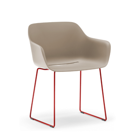 Scaune horeca PEDRALI - Fotoliu cu scoica din plastic cadru metalic tip sanie - BABILA 2744