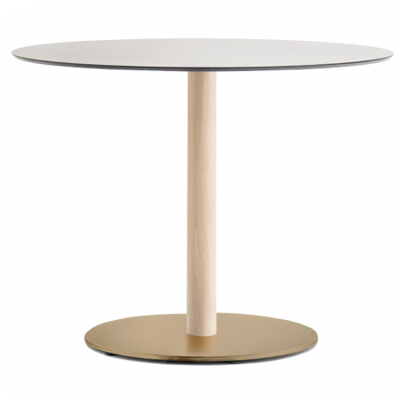 Baze de masa - Picioare (baze) de masa coloana din lemn baza metalica H73 INOX 4431/RV REG (Natur)
