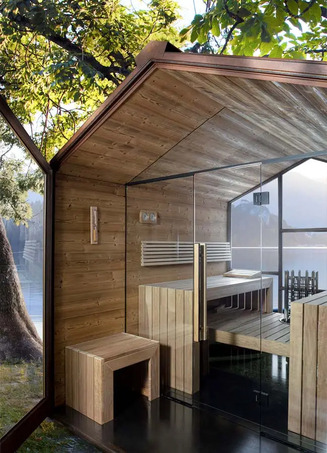 Saune exterior / interior - Sauna pentru exterior din metal cu finisaj Corten - La Stanza Che Non C'è