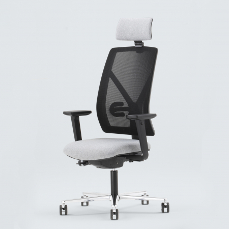Scaune ergonomice - Scaun de birou ergonomic cu brate, tetiera si structura metalica Dotway