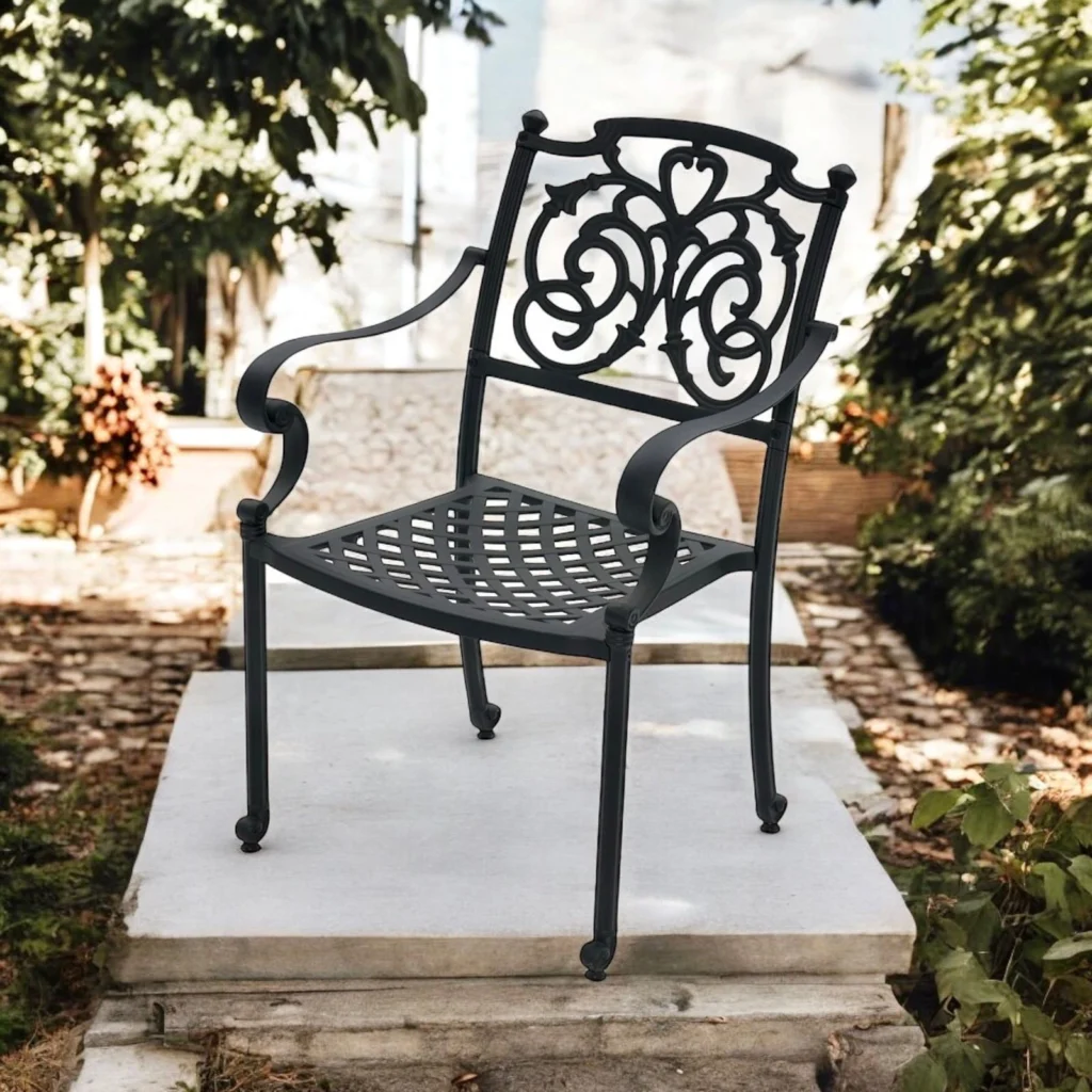 Scaun de terasa cu brate din metal in stil art nouveau - ADEN [2]