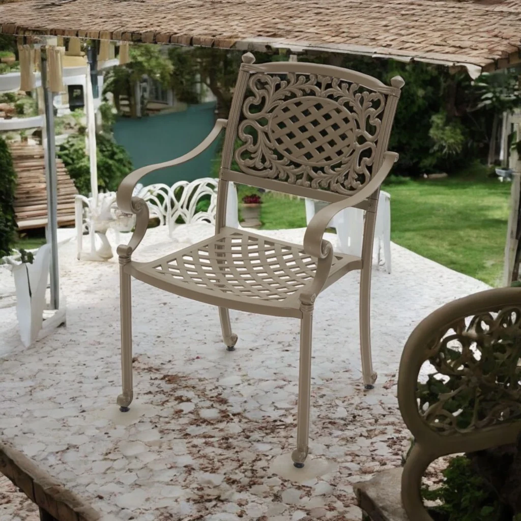 Scaun de terasa cu brate din metal in stil art nouveau - HELEN [1]