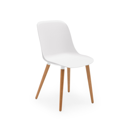 MOBILIER HORECA - Scaun din plastic si picioare lemn masiv - SHELL-N