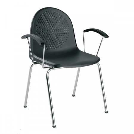 Scaune cofetarie - Scaun fast-food / food-court tip scoica din plastic polipropilena Cu Brate AMIGO ARM