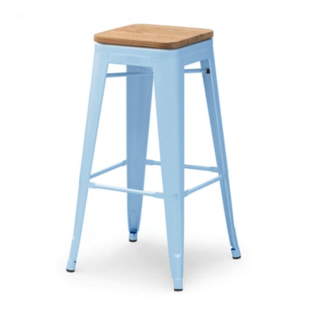 Scaune de bar pentru exterior - Scaun inalt de bar din metal stivuibil TOLIX STOOL STYLE WOOD