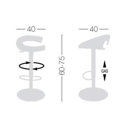 Scaun de bar rotativ si reglabil pe inaltime 60 - 75 cm - SWING A/AV [4]