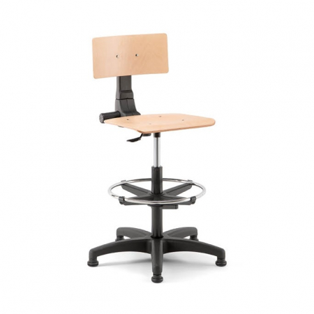 Scaun laborator - Scaun uz industrial cadru metalic si lemn stratificat ajustabil pe inaltime RUMBA 05 CP