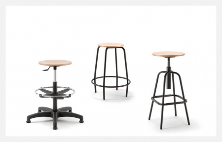 Scaun uz industrial sezut din lemn stratificat cu lame fixe MEA WOOD 05 [1]