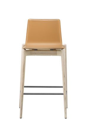 Scaune de bar lemn - Scaun de bar tapitat cu piele naturala si inaltime sezut 65 cm - MALMO 256