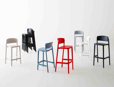 Scaune de bar pentru exterior - Scaun de bar cu sezut la 67 cm din plastic - ABUELA STOOL 67
