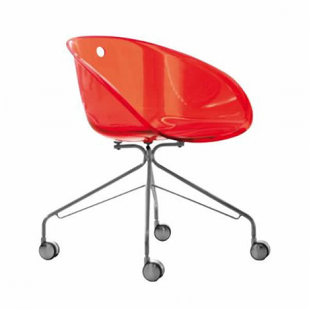 Scaun sala de asteptare - Scaun vizitator cu roti si scoica din plastic - GLISS 968