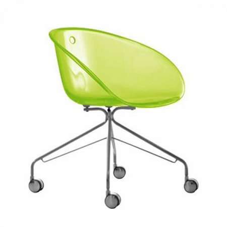 Scaun sala de asteptare - Scaun vizitator cu roti si scoica din plastic - GLISS 968