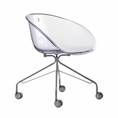 Scaun sala de asteptare - Scaun vizitator cu roti si scoica din plastic - GLISS 968