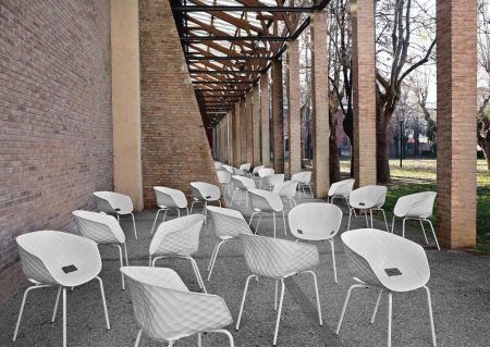Scaune pentru exterior scoica din plastic cadru metalic stivuibile UNI-KA 594 [7]