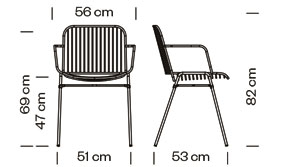 Scaune terasa outdoor cadru metalic cu brate SHADE 626 [3]