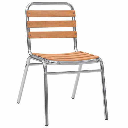 Scaune fast food - Scaun terasa / exterior din stejar cu cadru aluminiu RS 040