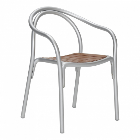 Scaune de terasa din metal - Scaune terasa cadru din aluminiu sezut din lemn outdoor SOUL 3746
