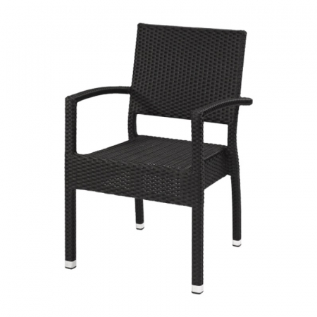 Scaune cofetarie - Scaune terasa/outdoor tehno-ratan cu brate MOON BLACK