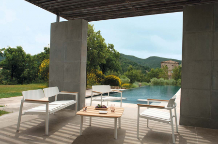 Sezlong dublu pentru piscina, cadru metalic si parasolare SHINE [7]