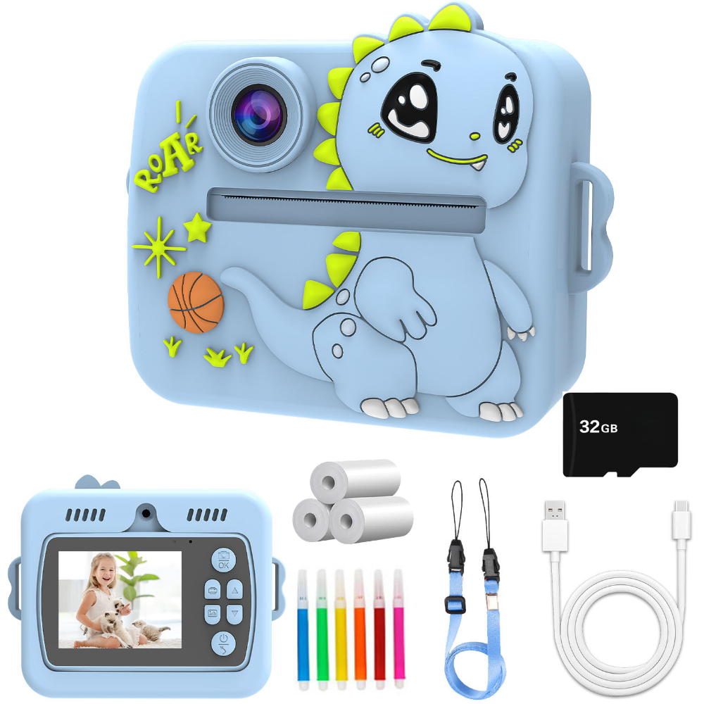 Aparat foto instant pentru copii Evolve-x®, Printare Foto instant, HD 1080p, Ecran 2.4 inch, Video HD, camera selfie, MP3 Player, 4 jocuri integrate, baterie 1200 mAh, USB-C, card de memorie 32GB [2]