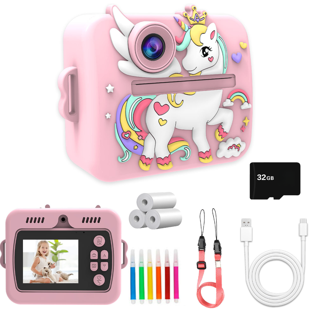 Aparat foto instant pentru copii Evolve-x®, Printare Foto instant, HD 1080p, Ecran 2.4 inch, Video HD, camera selfie, MP3 Player, 4 jocuri integrate, baterie 1200 mAh, USB-C, card de memorie 32GB [2]