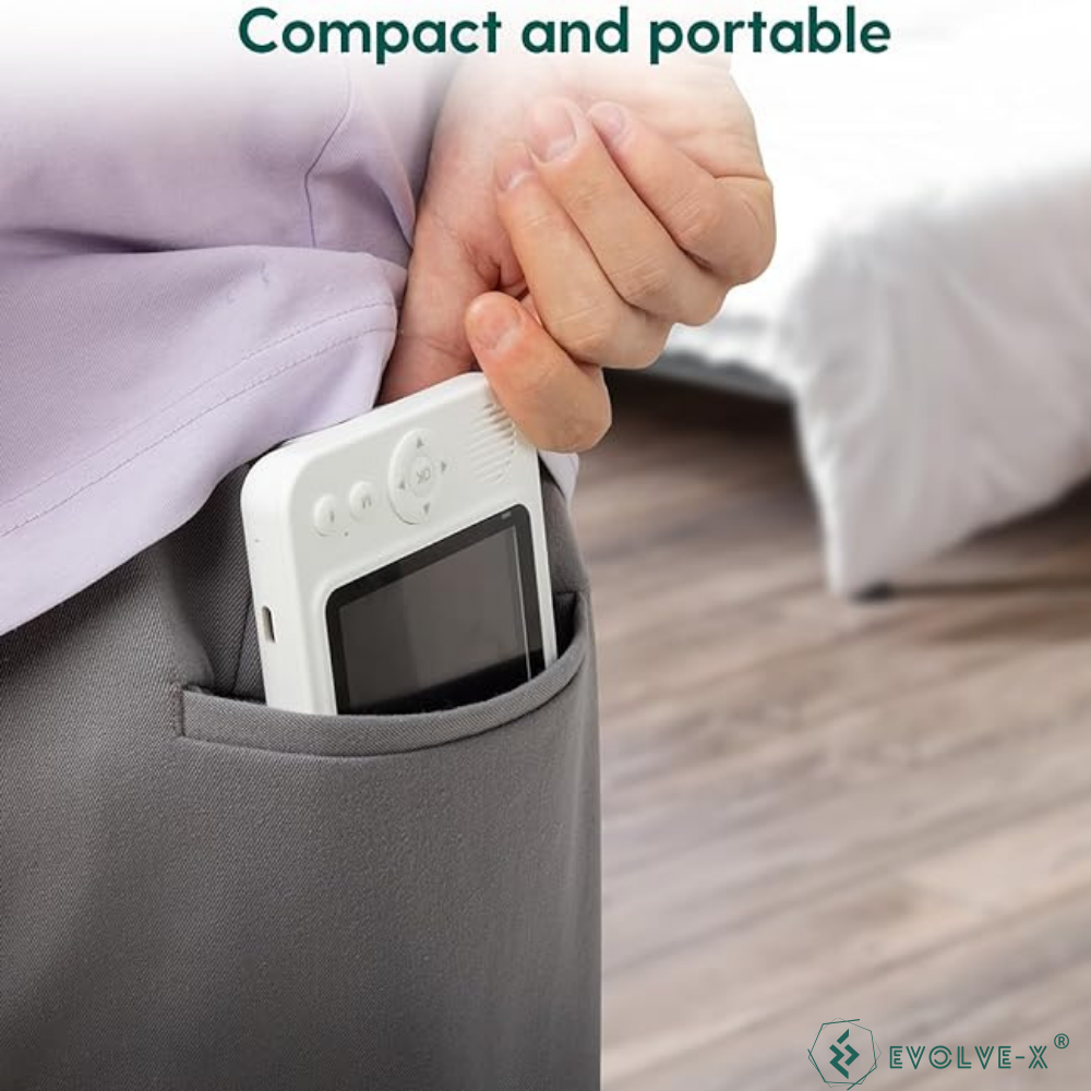 Baby Monitor wireless Evolve-x®, Monitorizare video si audio pentru bebelusi, Ecran HD 2.8 Inch, Senzor temperatura, Audio bidirectional, Vedere nocturna, Notificare hranire, Detectie Plans, 8 cantece [8]