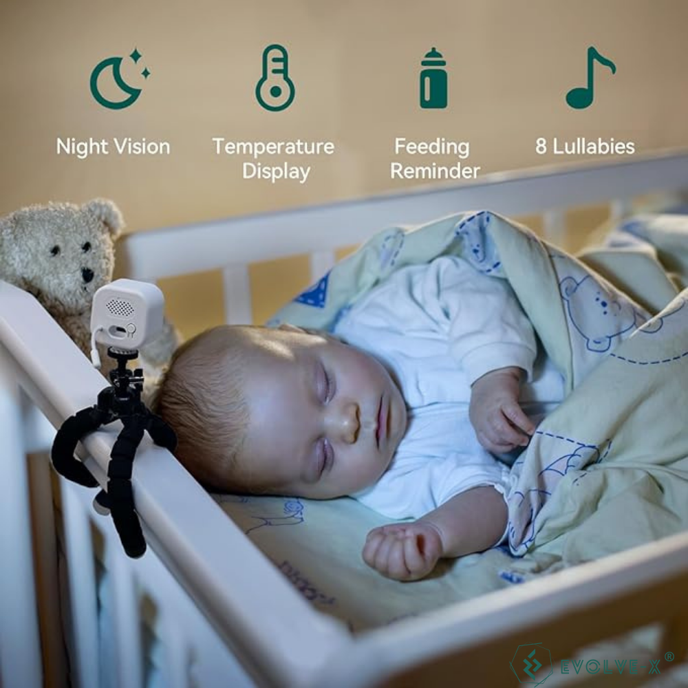 Baby Monitor wireless Evolve-x®, Monitorizare video si audio pentru bebelusi, Ecran HD 2.8 Inch, Senzor temperatura, Audio bidirectional, Vedere nocturna, Notificare hranire, Detectie Plans, 8 cantece [3]