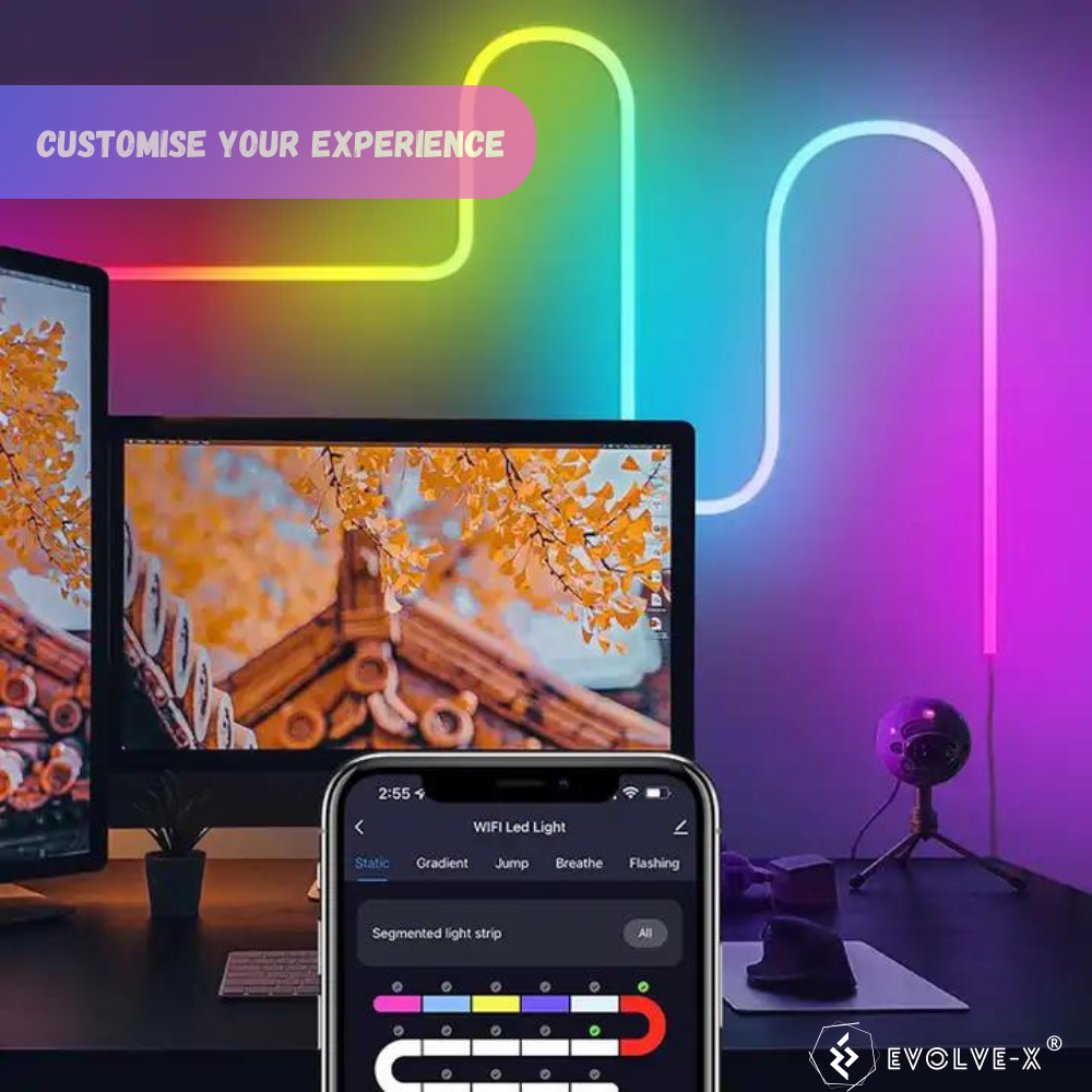 Banda LED Neon RGBIC inteligenta Evolve-x® EvoLuxe, 5 metri, exterior/interior, sincronizare muzica, control vocal, compatibil Alexa/Google Assistant, IP68, Aplicatie Wi-Fi Tuya si telecomanda [8]