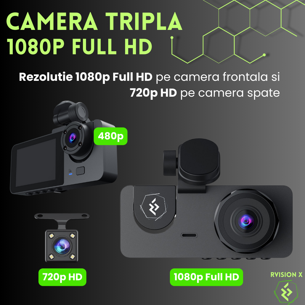 Camera Auto tripla DVR Evolve-x® RVision X1 [5]