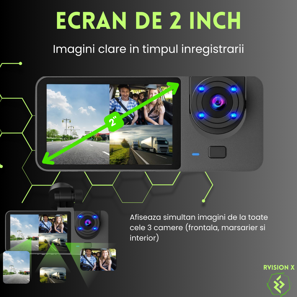 Camera Auto tripla DVR Evolve-x® RVision X1 [6]