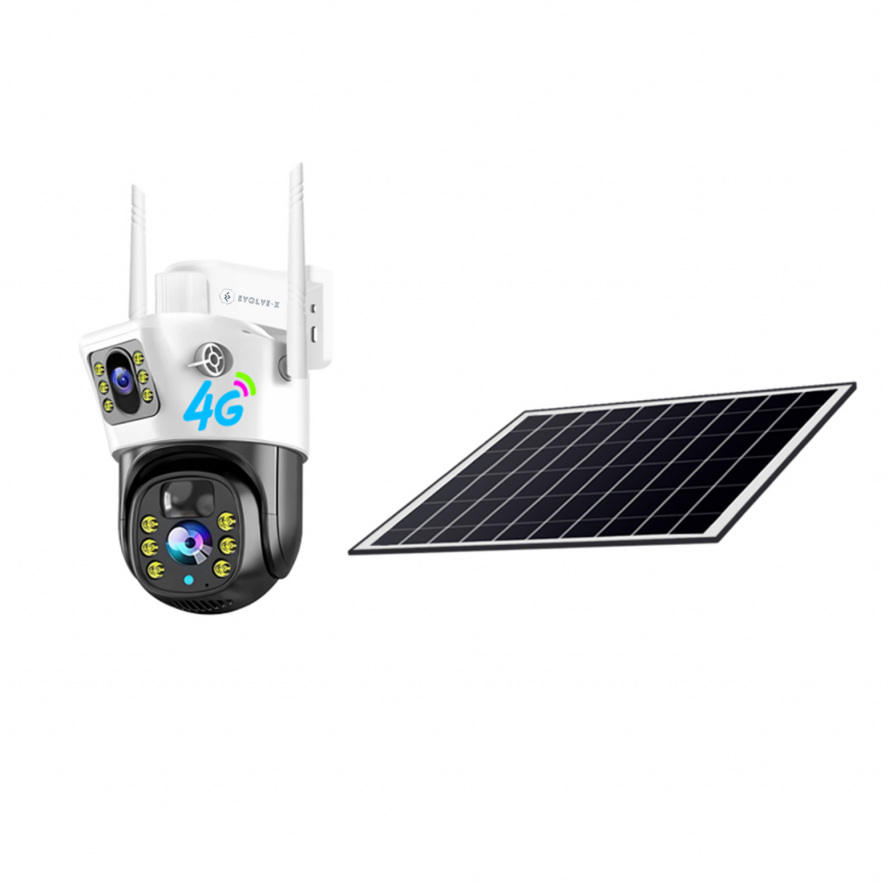 Camera video dubla cu cartela SIM 4G Evolve-x®, Panou solar, acumulatori, 4MP, PTZ, Rotire 350 grade, Senzor miscare PIR, Detectia umana, Comunicare bidirectionala, Alarma, Aplicatie compatibila iOS s [4]