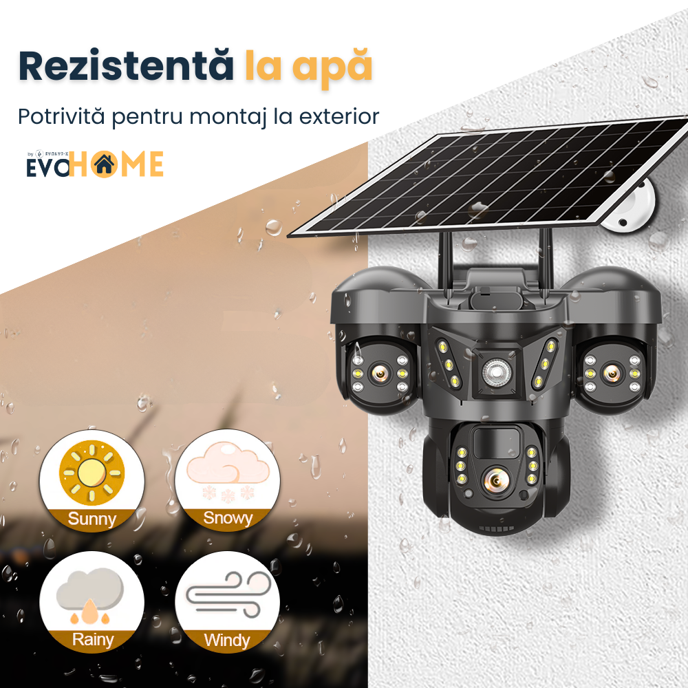 Camera video tripla cu cartela SIM 4G EvoHome®, Panou solar, acumulatori 8000 mAh, 6MP, PTZ, Rotire 350 grade, Senzor miscare PIR, Detectia umana, Comunicare bidirectionala, Alarma, Aplicatie compatib [12]