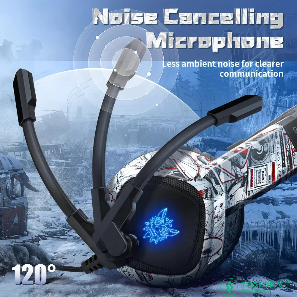 Casti gaming profesionale Evolve-x® Onikuma K19, microfon reglabil, anulare zgomot fundal, perne cu spuma de memorie, sistem Surround 7.1 HD, Lumina LED RGB, Pentru PC, Play Station, Xbox, Nintendo, D [4]