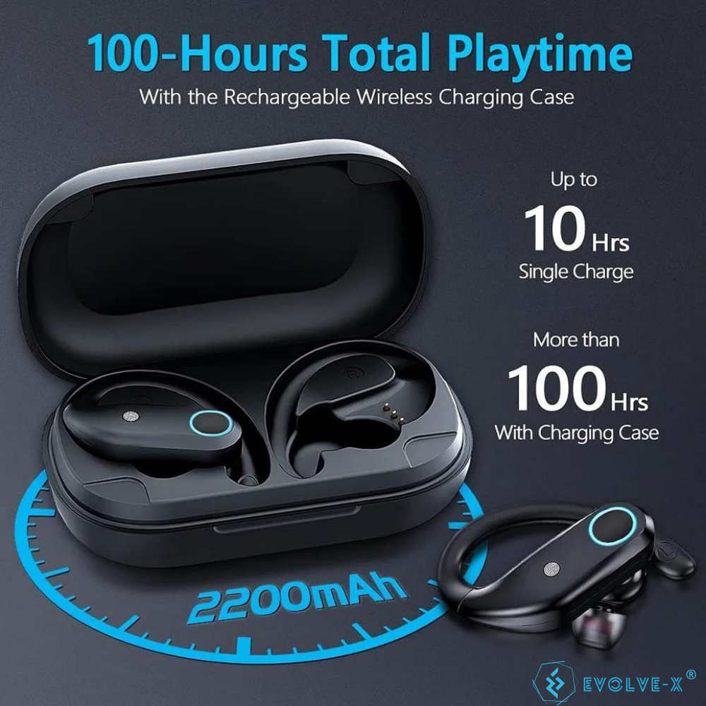 Casti Wireless Fara Fir Evolve-x® EvoFitt, Control tactil, Carcasa cu functie de baterie externa, Bluetooth, TWS, Afisaj LED, Rezistenta la apa IPX7, 4 microfoane, Eliminare zgomot, Design sport ergon [6]