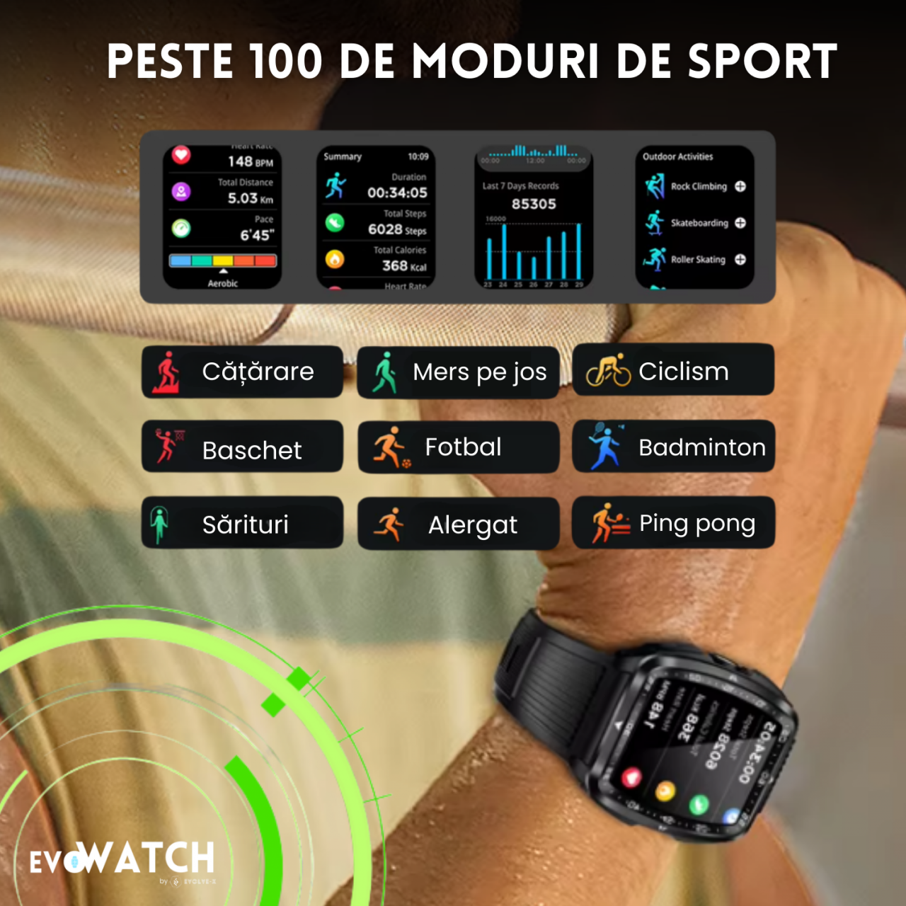 Ceas Smartwatch Evolve-X GO 3 Outdoor, Multifunctional, Rezistenta la apa 5ATM [9]