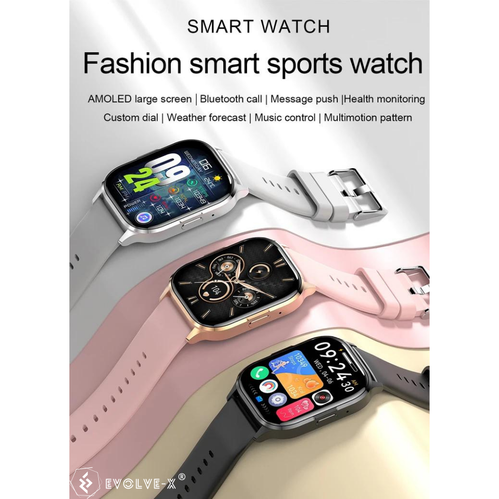 Ceas smartwatch barbati Evolve-x® EvoFitt HK21, ecran AMOLED 2.01 inch, Apeluri si mesaje bluetooth, Functii monitorizare Ritm cardiac, Somn, Nivel oxigen, Tensiune si Calorii, Asistent vocal, IP67, c [9]
