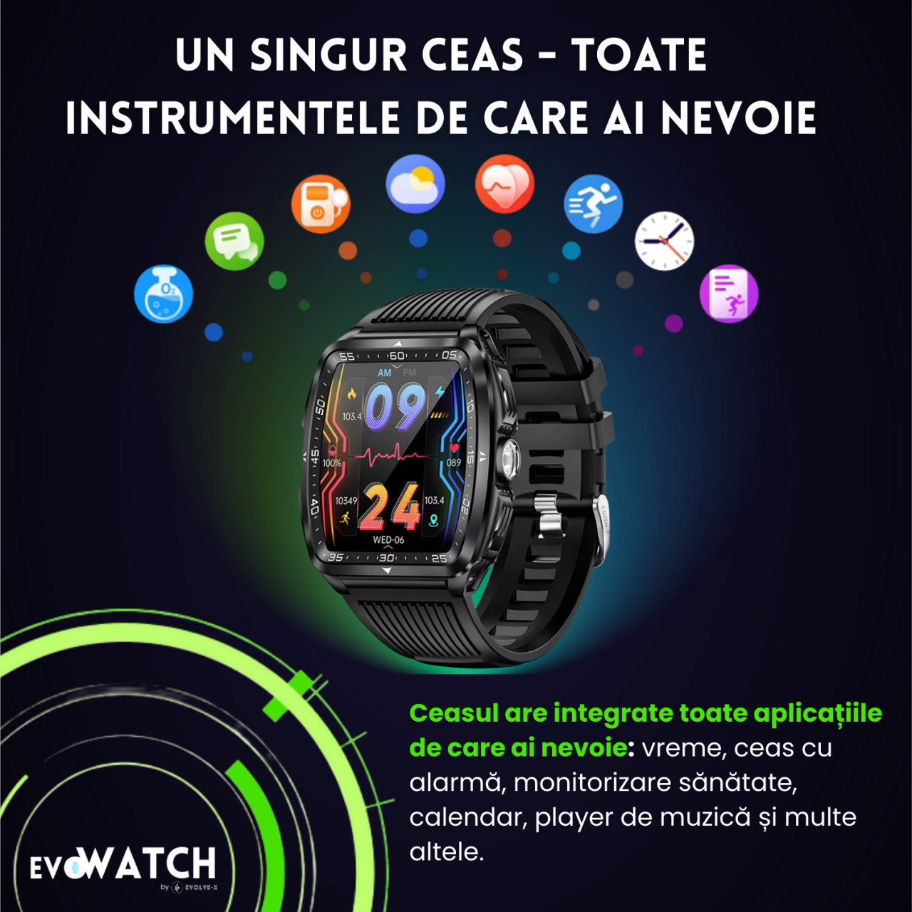Ceas Smartwatch Evolve-X GO 3 Outdoor, Multifunctional, Rezistenta la apa 5ATM [4]