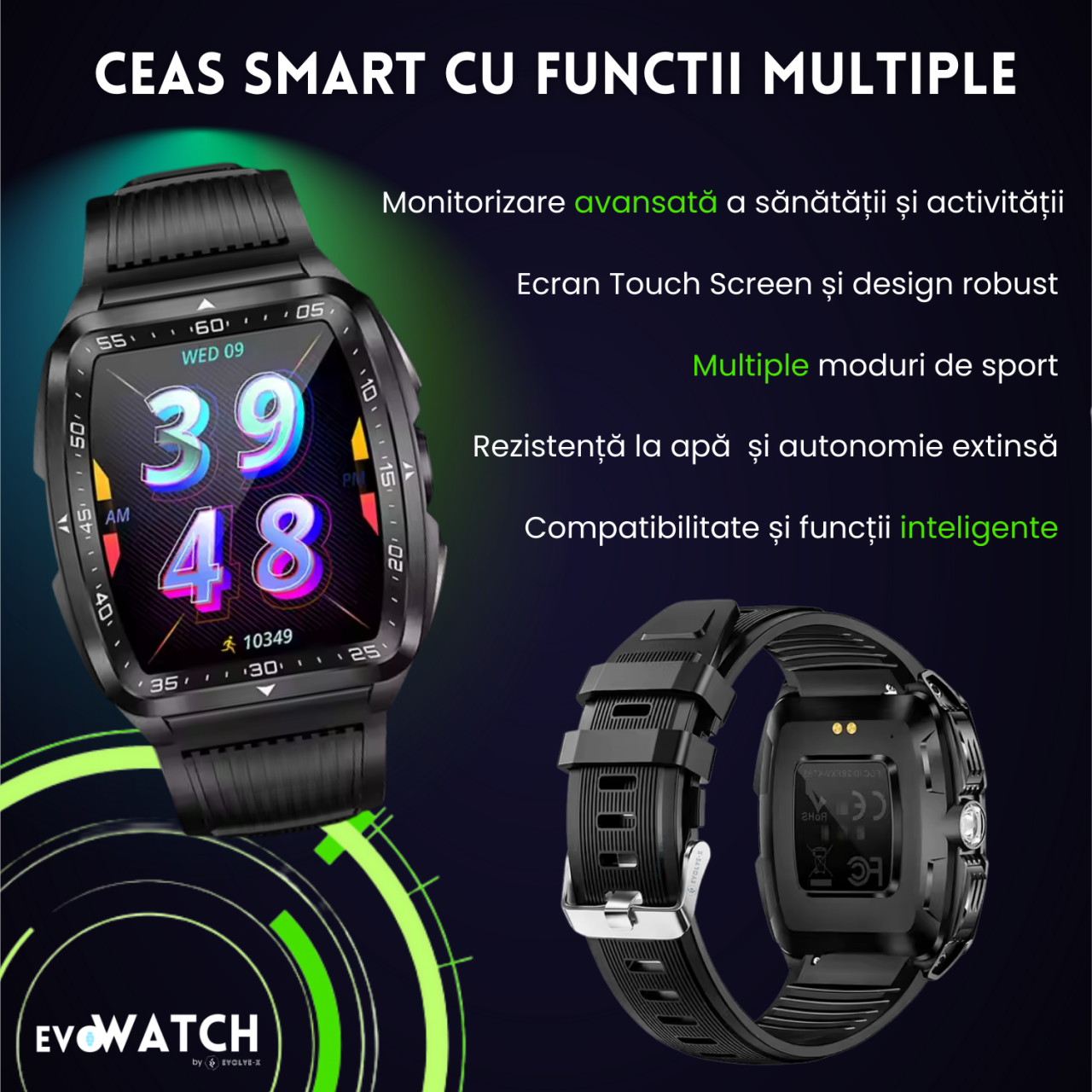 Ceas Smartwatch Evolve-X GO 3 Outdoor, Multifunctional, Rezistenta la apa 5ATM [7]