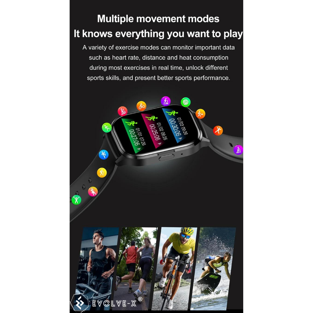 Ceas smartwatch barbati Evolve-x® EvoFitt HK21, ecran AMOLED 2.01 inch, Apeluri si mesaje bluetooth, Functii monitorizare Ritm cardiac, Somn, Nivel oxigen, Tensiune si Calorii, Asistent vocal, IP67, c [12]