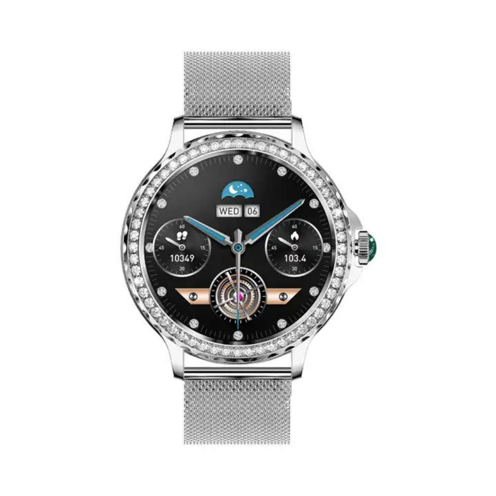 Ceas smartwatch dama Evolve-x® EvoWatch 9 cu Apeluri si mesaje bluetooth, Monitorizare sanatate si Asistent vocal, 2 bratari incluse [4]
