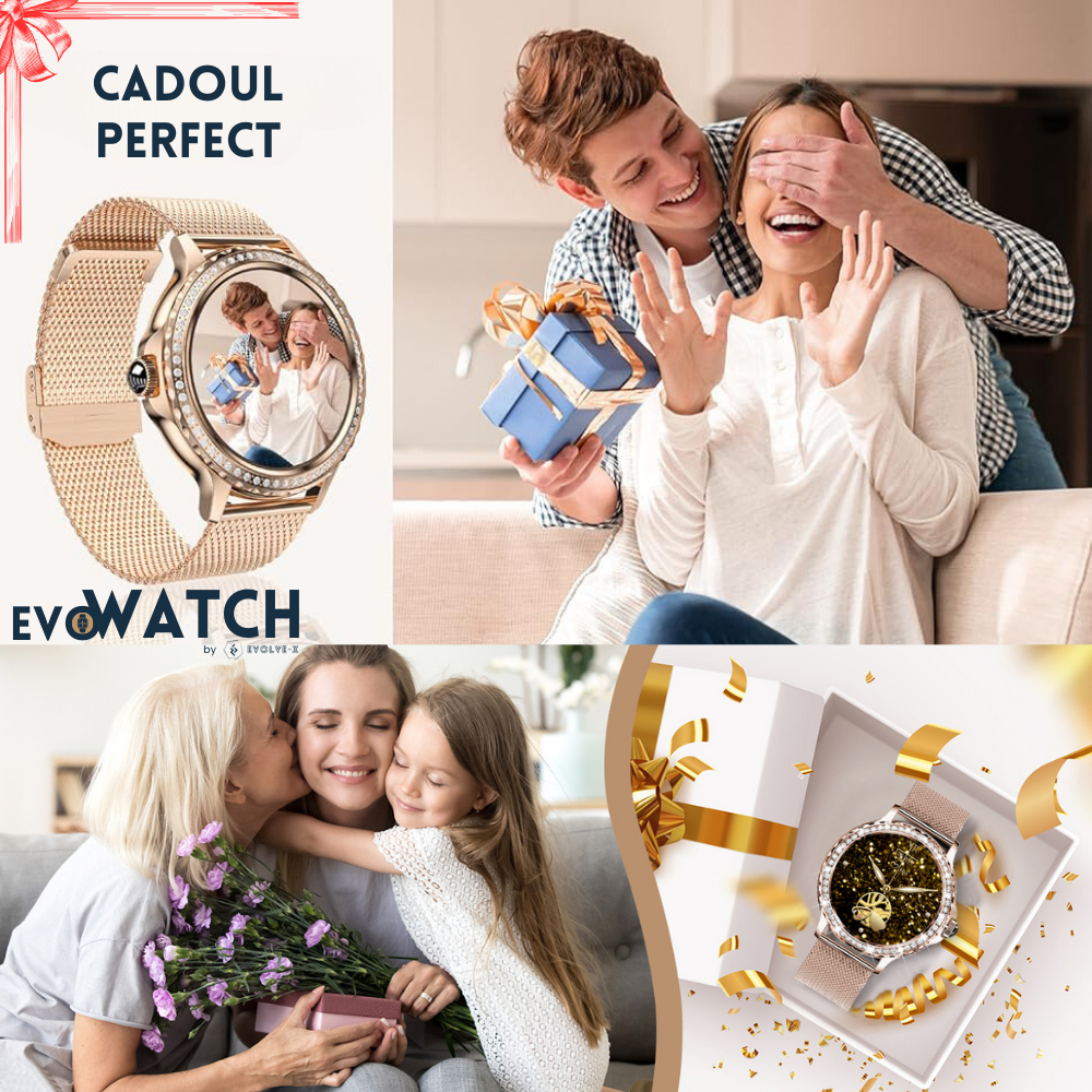 Ceas smartwatch dama Evolve-x® EvoWatch 9 cu Apeluri si mesaje bluetooth, Monitorizare sanatate si Asistent vocal, 2 bratari incluse [11]