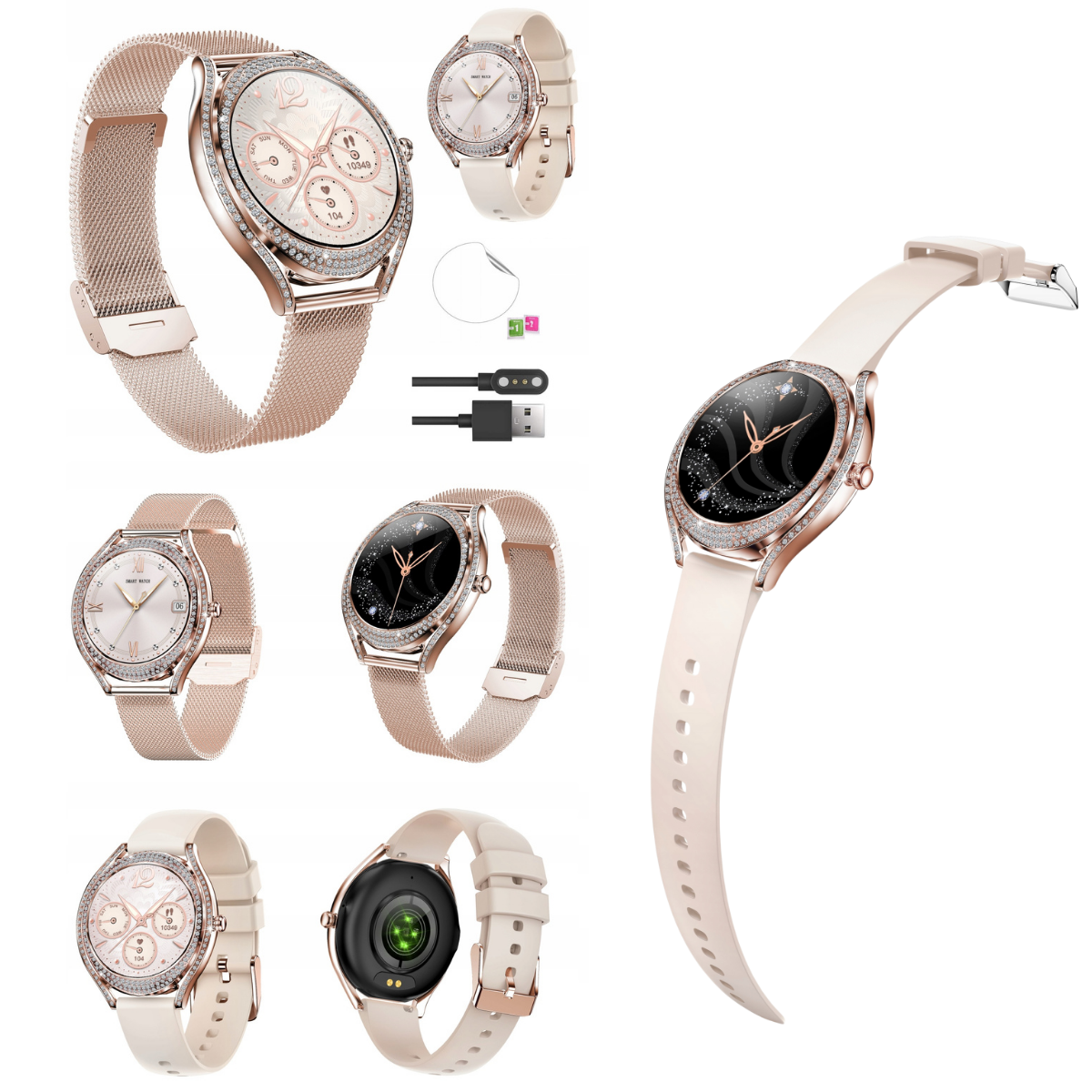 Ceas smartwatch dama Evolve-x® EvoFitt Slim, Apeluri si mesaje bluetooth, Functii fitness, monitorizare Ritm cardiac, Somn, Nivel oxigen si Calorii, Asistent vocal, IP67, compatibil iOS si Android, Br [6]