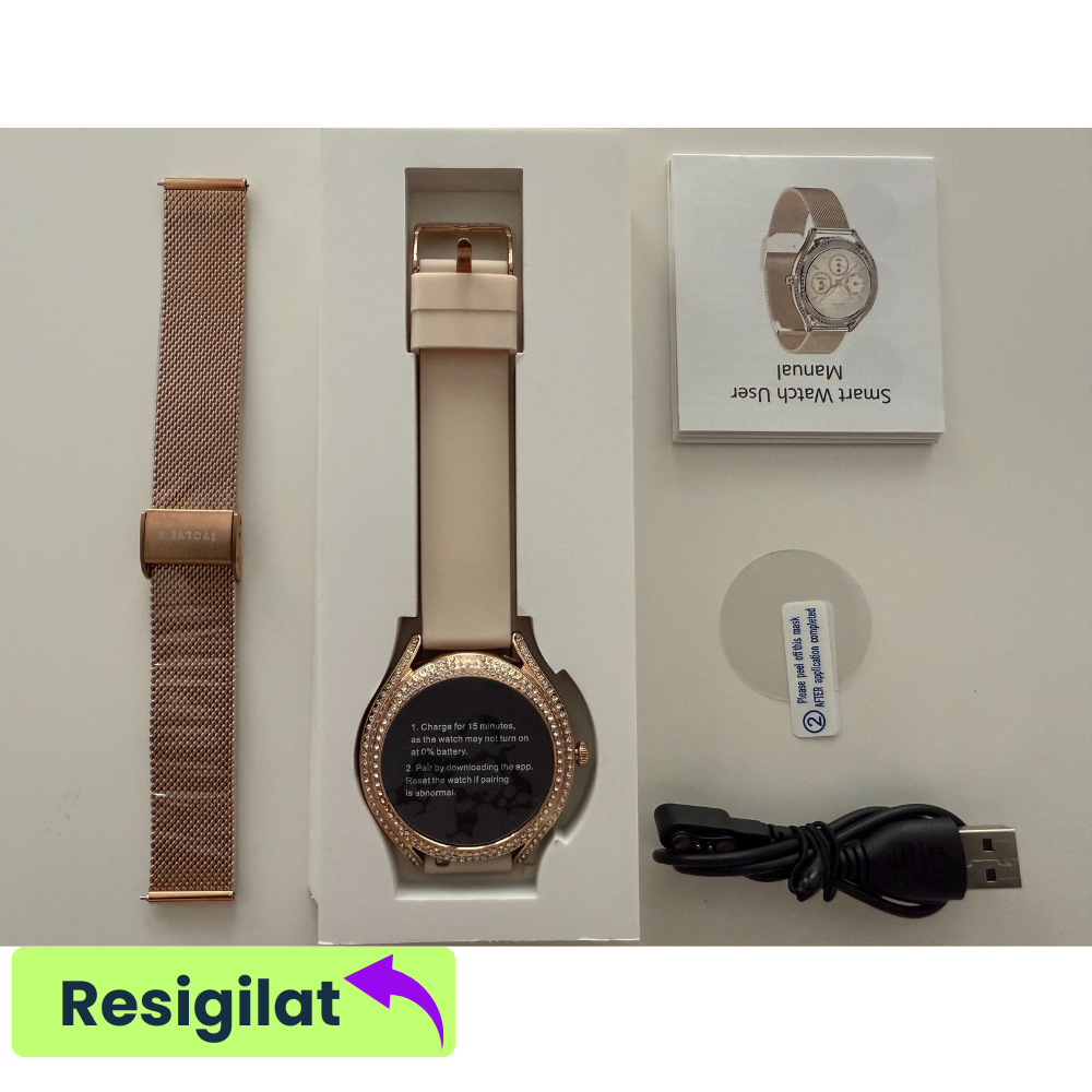 RESIGILAT: Ceas smartwatch dama Evolve-x® EvoFitt Slim, Apeluri si mesaje bluetooth, Functii fitness, monitorizare Ritm cardiac, Somn, Nivel oxigen si Calorii, Asistent vocal, IP67, compatibil iOS si  [2]