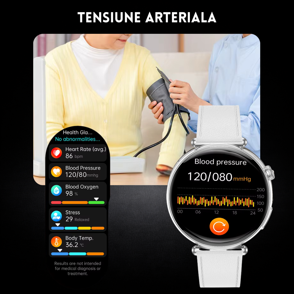 Ceas smartwatch dama Evolve-x® EvoPulse PRO, EKG, Apeluri si mesaje bluetooth, Monitorizare Sanatate [15]