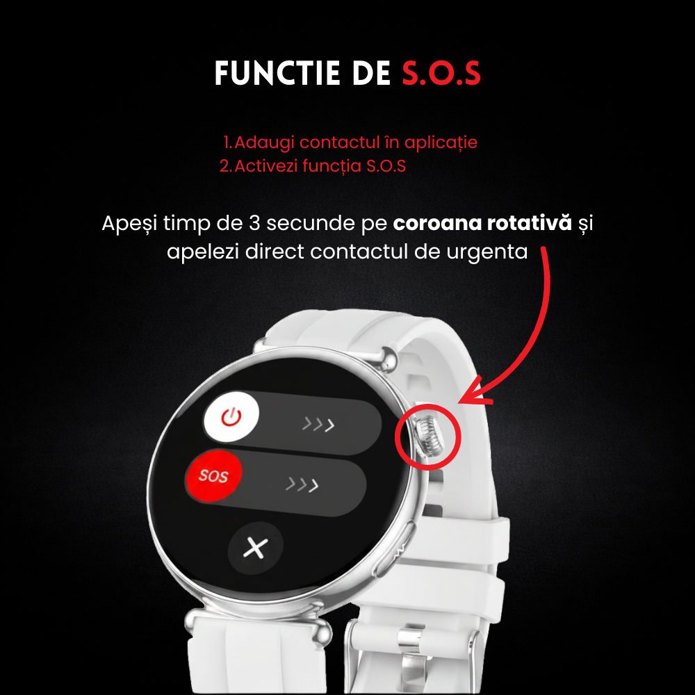 Ceas smartwatch dama Evolve-x® EvoPulse PRO, EKG, Apeluri si mesaje bluetooth, Monitorizare Sanatate [23]