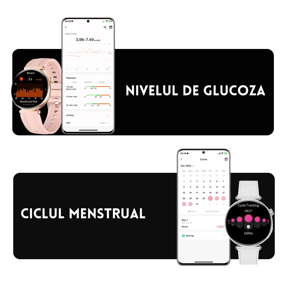 Ceas smartwatch dama Evolve-x® EvoPulse PRO, EKG, Apeluri si mesaje bluetooth, Monitorizare Sanatate [19]