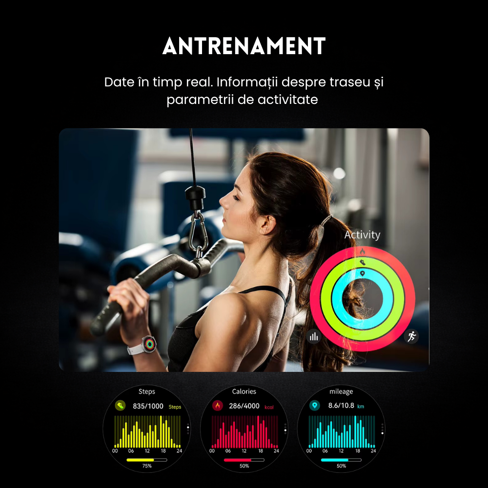 Ceas smartwatch dama Evolve-x® EvoPulse PRO, EKG, Apeluri si mesaje bluetooth, Monitorizare Sanatate [27]